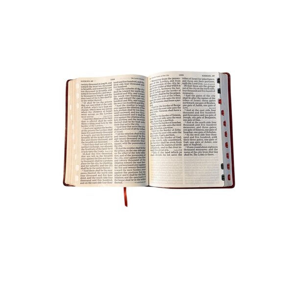 Giant Print KJV Holy Bible Faux Leather Cover Red Decorative Tabs Red Letter - Picture 2 of 10